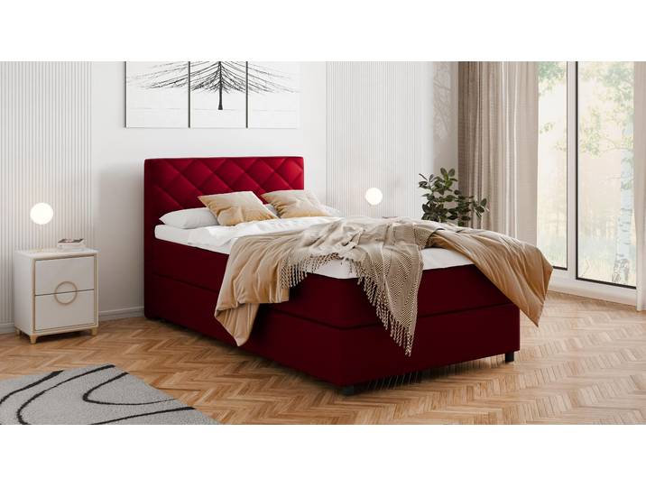 BOXSPRINGBETT Diamaro 120x200 cm mit Bettkasten und Topper - Rot