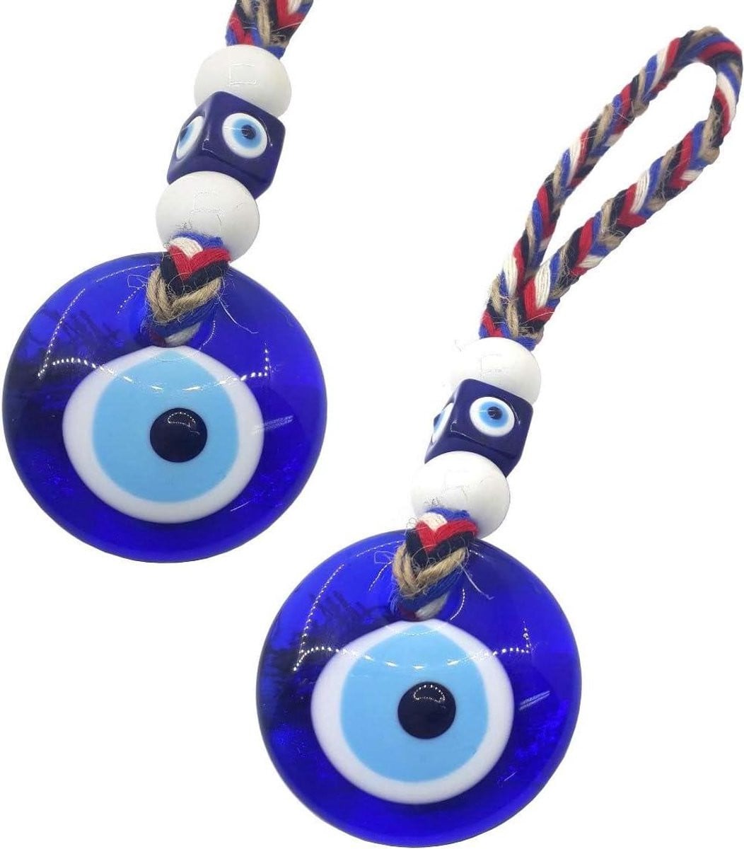 Handgemaakt Blauw Glazen Decoratie Oog Amulet voor Wandmontage - 21 cm