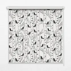 INNENROLLO - Fensterrollo - Rollo - 130x140 cm - Gezeichnete Vögel und Bäume