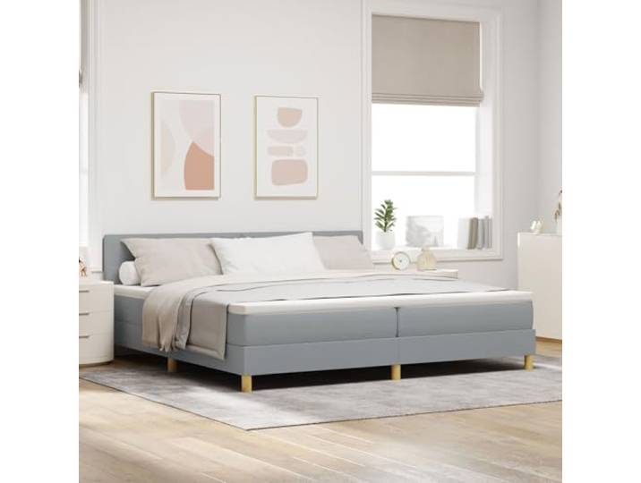 SKTQYQO Boxspringbett mit Matratze Hellgrau Multifunktionsbett Multifunktionsbett Geeignet für Hotel und Studien 200x200cm Stoff