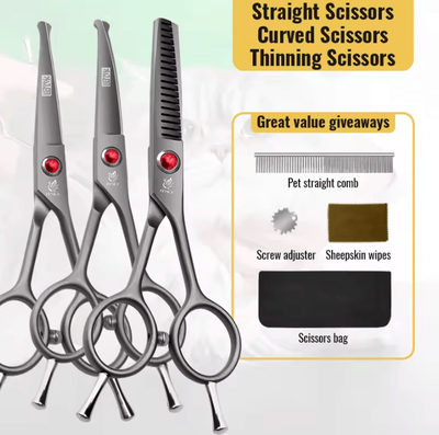 Inspire Curations Fenice SafeTip Pet Grooming Scissors Rounded Tip Face & Paw Trimming Shears 4.5 Set