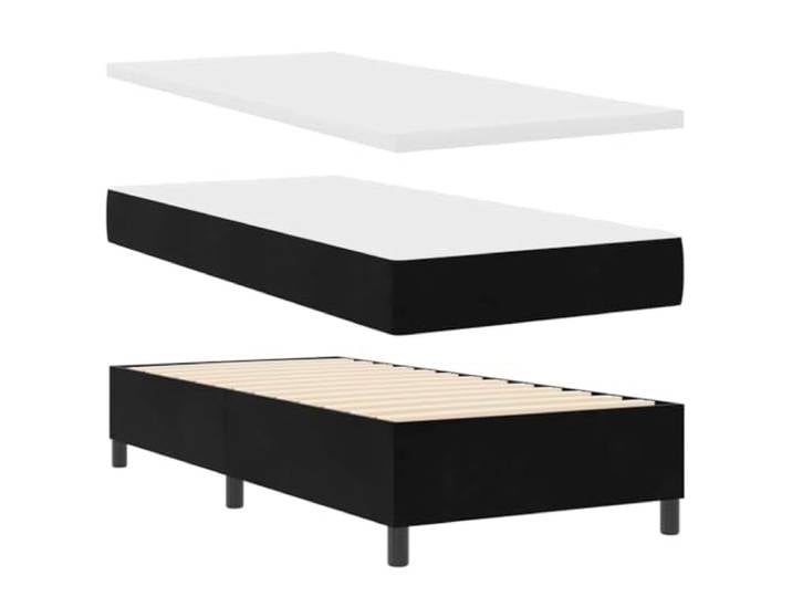 KTHLBRH Boxspringbett mit Kopfteil schwarz 90x190 cm Samt Taschenfederkernmatratze, Holzgestell, verstellbares Kopfteil, freistehendes Design