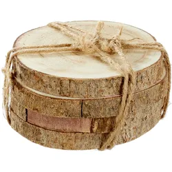 Holz-Untersetzer 4er-Set - Baumstamm Scheiben Deko & Schutz vor Kratzern - Paulownia Holz natur mit Maserung 12x2x12 cm