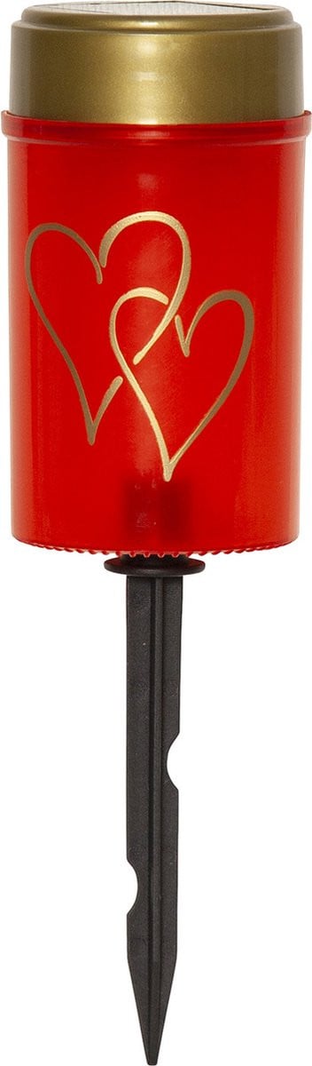 Star Trading Solar Kaars Hartig - Rood - Warm Wit - 12 cm