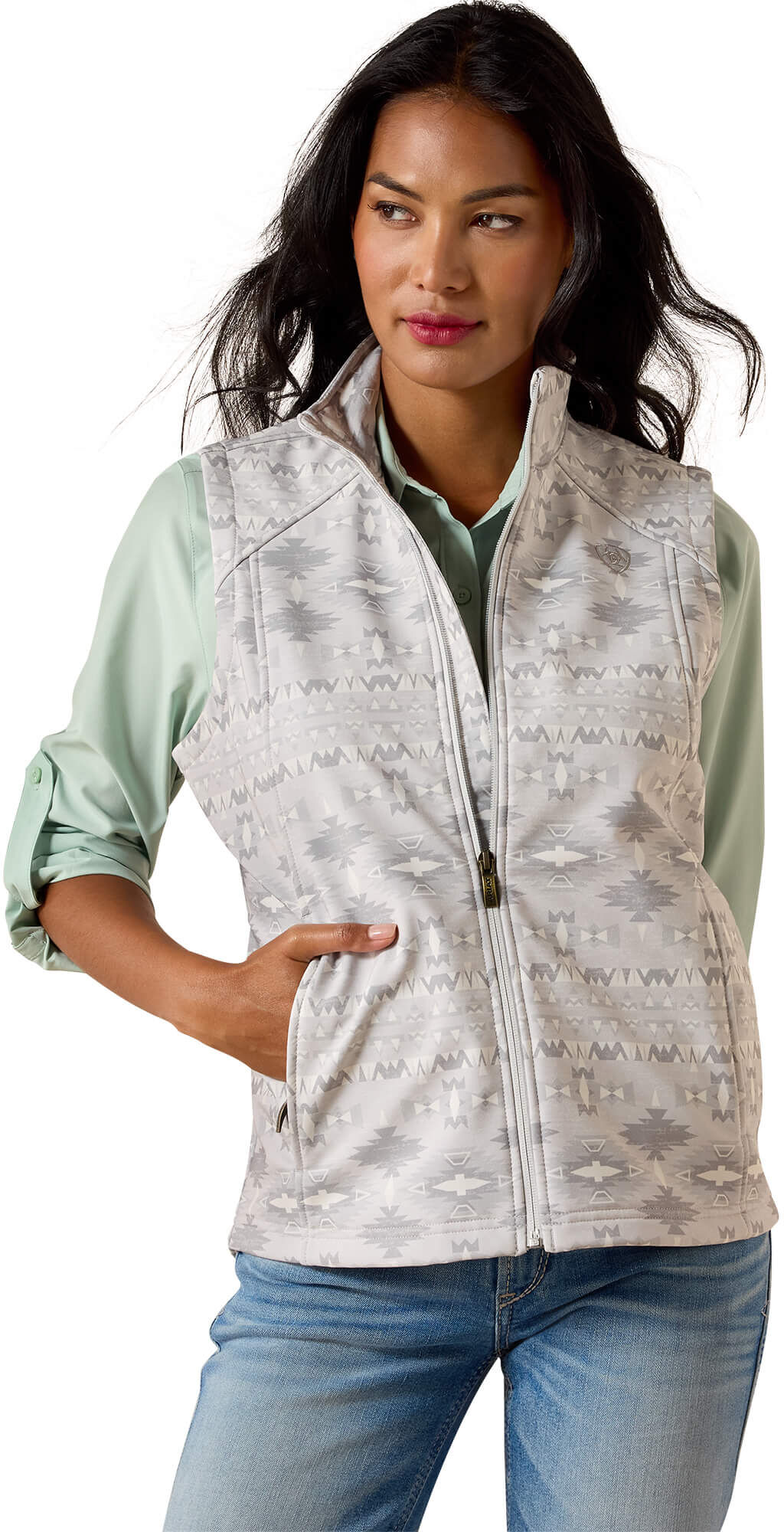 Women's Logo Softshell Vest in Pepper Southwest, Size: 2X by Ariat