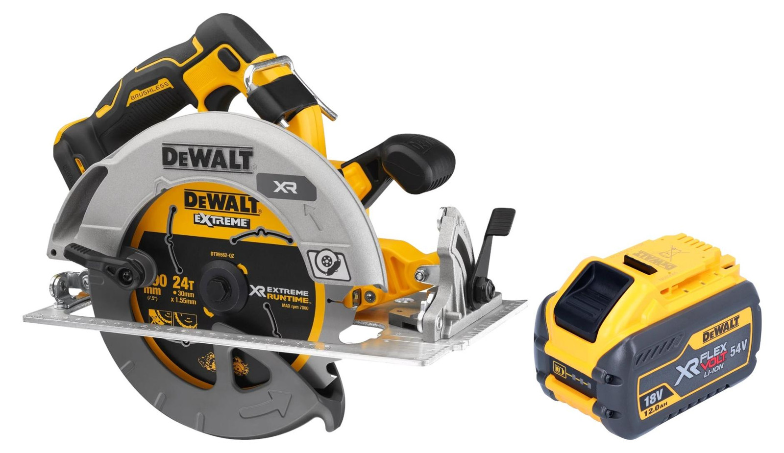 DeWalt DCS 573 N Accu-cirkelzaag 18 V borstelloos met 12,0 Ah accu