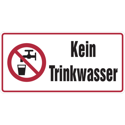 Hinweisschild, Kein Trinkwasser + Symbol, 200x400mm, Alu geprägt - 400x200x0.45 mm Aluminium geprägt