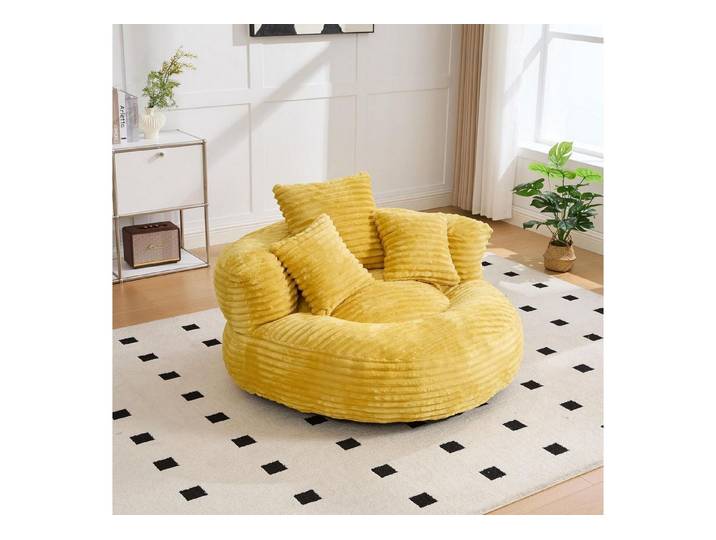 LuxusKollektion Loungesofa Sofa Boneless Lounger Sitzsack Cord Bezug Gaming 3 Kissen Gelb
