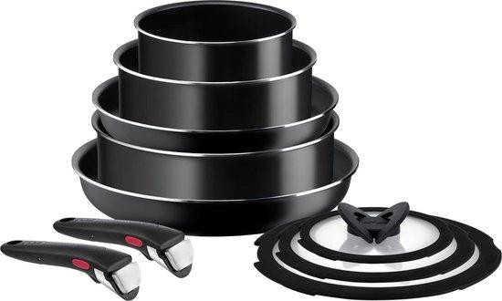 Tefal Panenset met Antiaanbaklaag, 10 Delen, Zwart