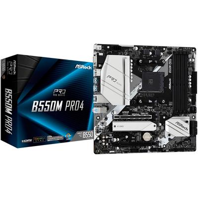 ASROCK Mainboard "B550M Pro4", schwarz (schwarz, weiß), B:24,4cm T:24,4cm, Mainboards