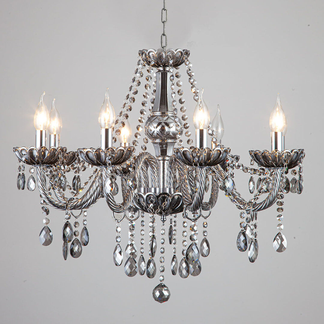 Mercer41 Ames Genuine Grey Crystal Chandelier Chrome 60cm H x 70cm W x 60cm D