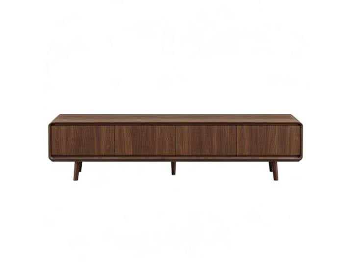 Fernsehschrank Gummibaumholz, Tragkraft 100kg, Tv Schrank Offener Rückwand 15 Cm Hohe Füße, Abgerundete Ecken, Entertainment Center fürs Wohnzimmer(Brown,160x24cm)