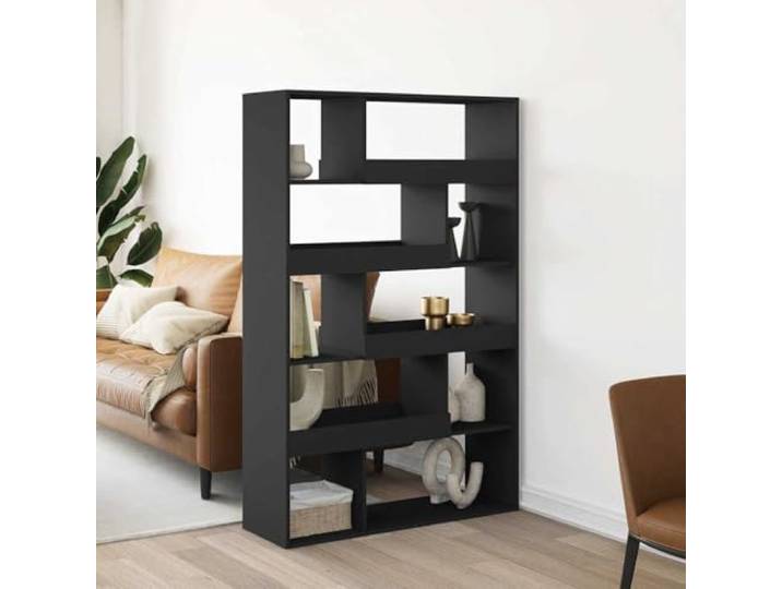 ZQQLVOO Raumteiler Schwarz 100x33x156,5 cm Holzwerkstoff mit 10 Fächern 10 Fächer, feuchtigkeitsresistent, glatte Oberfläche, vielseitig als Regal nutzbar, pflegeleicht