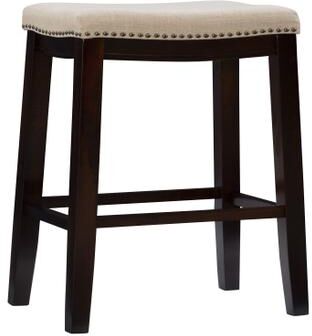 Claridge Linen Upholstered Seat Bar Stool by Linon Home Décor in Beige