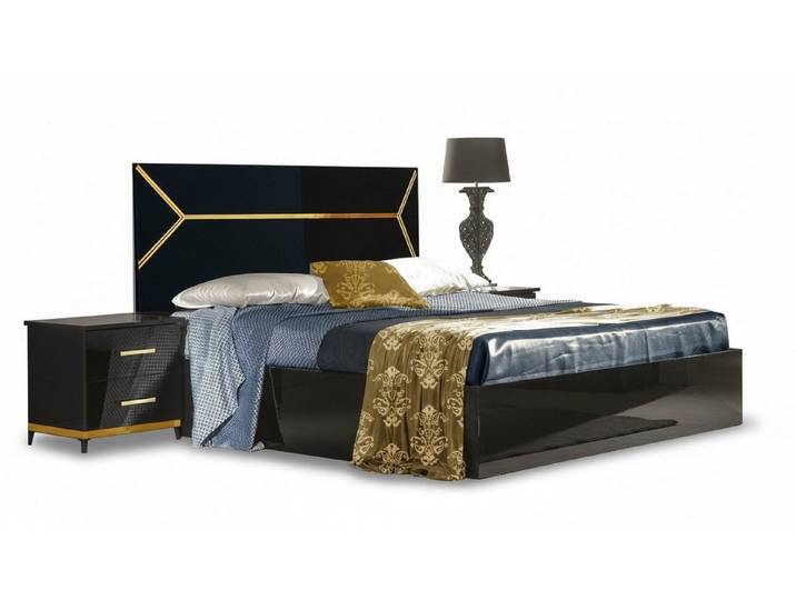 Xlmoebel Polsterbett Modernes Schwarzes Leder Doppelbett Schlafzimmer Luxus Wohnraum Design (1-tlg., 1-tlg)