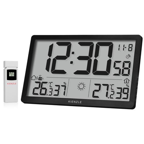 KIENZLE Jumbo NEO LCD Wetter-Wanduhr schwarz