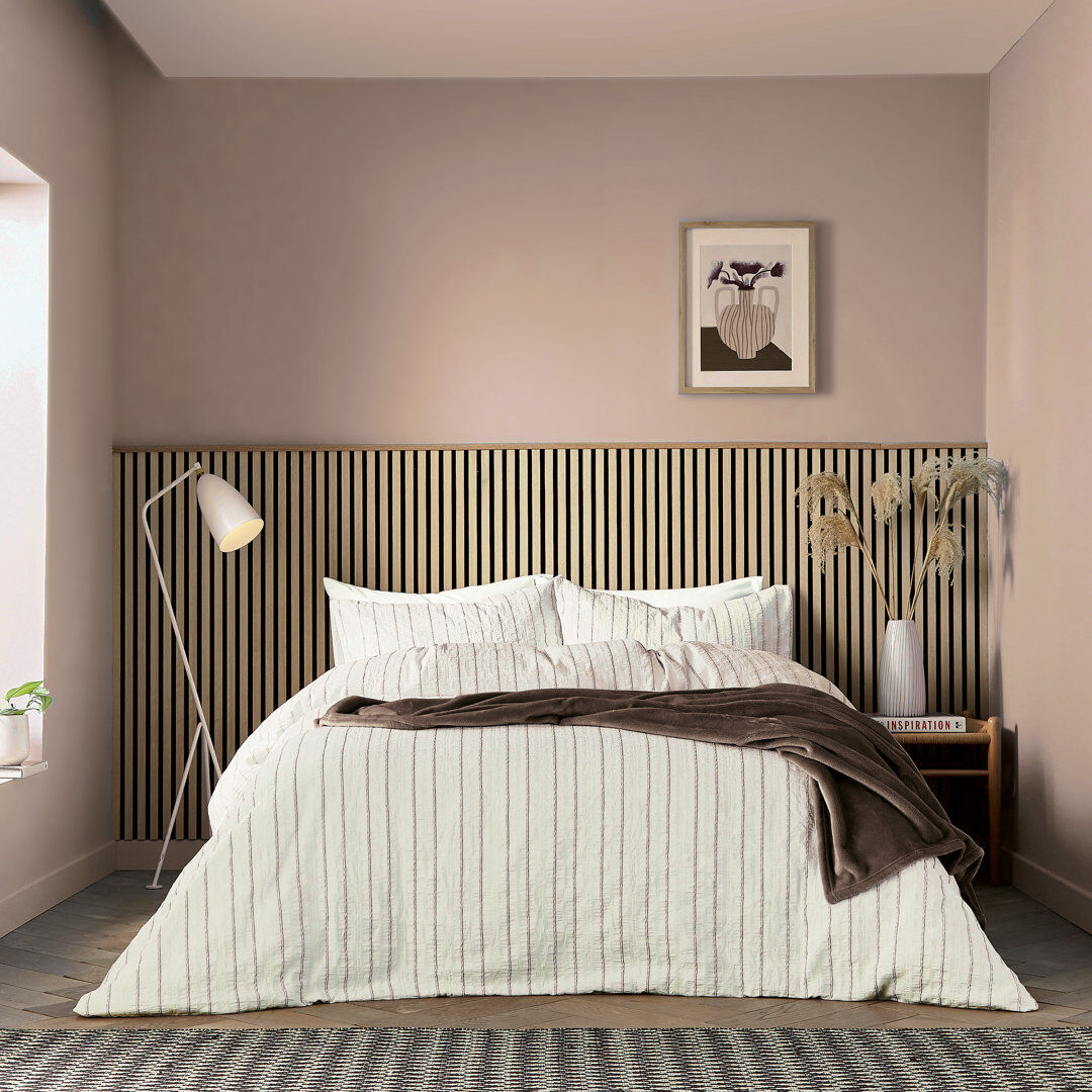 Helena Springfield Waffle Stripe Duvet Cover Set Chocolate Striped Double Duvet Cover + 2 Pillowcases