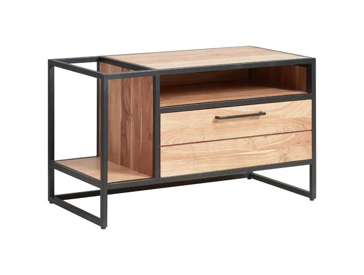 Mid.you Lowboard Urban Garden 2.0, Schwarz, Honig, Metall, Akazie,Akazie, massiv, 1 Schublade(n) Schubladen, 93x54x47 cm, stehend, Wohnzimmer, TV Möbel, Lowboards, Lowboards stehend
