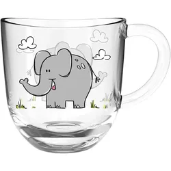 6er-Set Leonardo Henkelbecher Bambini - Elefant 280 ml Glas Grau