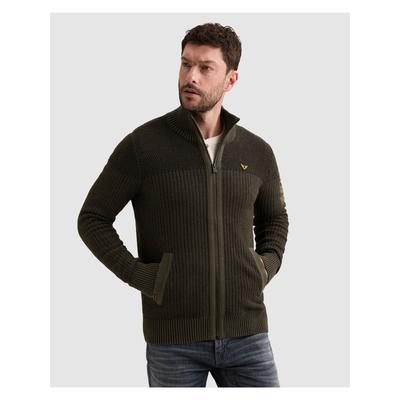 Cardigan PME LEGEND, Herren, Gr. L, grün (beluga), Strick, Obermaterial: 100% Baumwolle, unifarben, regular fit hüftlang, Rundhals, Rippstrickbündchen, Strickjacken, mit markanter Struktur, Baumwolle, Regular Fit