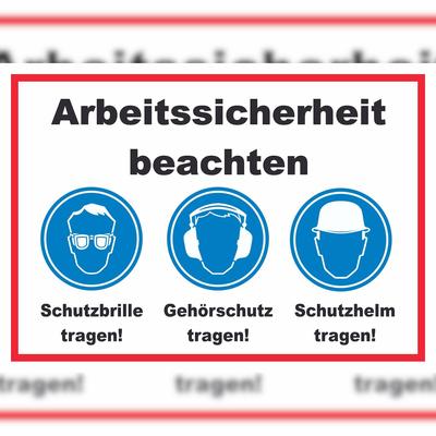 HB-Druck Arbeitssicherheit Augen Ohren Kopf Schild A0 Rückseite selbstklebend
