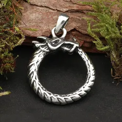 Drachensilber Midgard Schlange keltischer Schmuck 925 Silber Kettenanhänger - Silber