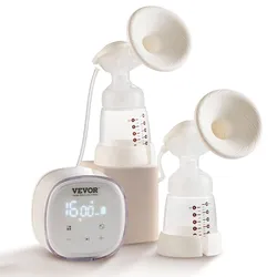 VEVOR Elektrische Doppelmilchpumpe 7W Brustpumpe Milchpumpe -280±20mmHg Stillpumpe mit 4 Modi und 16 einstellbaren Stufen ≤45dB Ultra-leise Sorgenfreies Abpumpen Muttermilch unterwegs