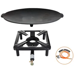 Allgrill Hockerkocher-Set (groß) mit Gusseisengrillschale Ø 45 cm