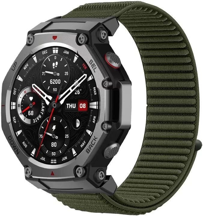 INF Nylon-Ersatzarmband kompatibel mit Amazfit T-Rex 2 / T-Rex 3 - Atmungsaktiv & Verstellbar Grün