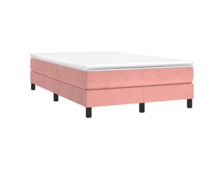 PUGYNBK Boxspringbett aus Samt, Rosa, 120 x 190 cm Lattenrost mit Lattenrost, Taschenfederkernmatratze, mittlere bis harte Unterstützung, weicher Hautschutz