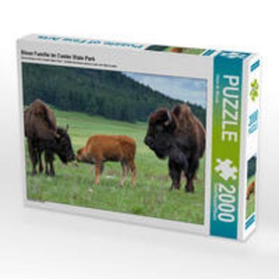 CALVENDO Puzzle Bison Familie im Custer State Park 2000 Teile Puzzle quer | 2000 Teile Lege-Größe 90 × 67 cm Foto-Puzzle für glückliche Stunden