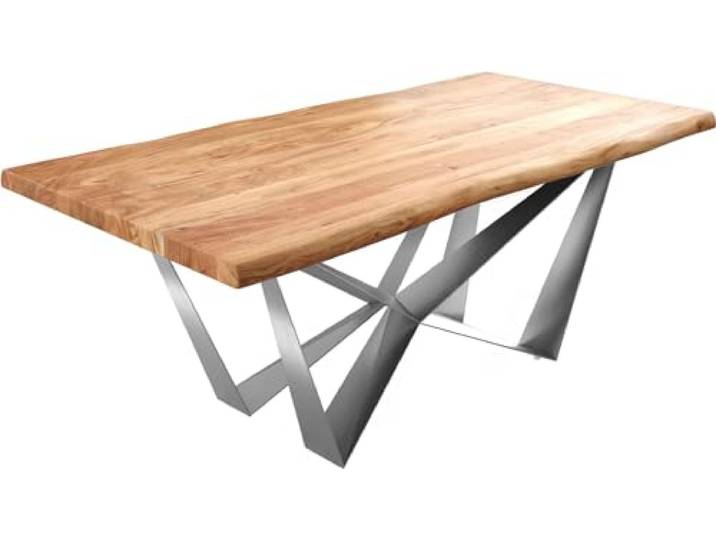 Esszimmertisch Edge Akazie Natur 200x100 XL Spider Flachstahl Edelstahl