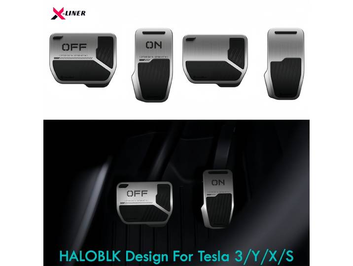 Pédales en alliage de performance HALOBLK conçues pour Tesla modèle Y / Juniper & modèle 3/ Highland & Model X/S 2024 2025