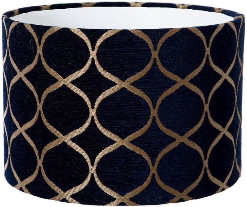 Fairmont Park Velvet Drum Lamp Shade ( Screw On ) Indigo 30cm H x 30cm W x 30cm D