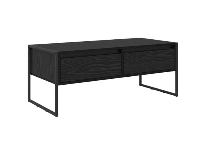 LASWWQMRF Couchtisch Schwarz Eichen-Optik 100x46x40 cm Holzwerkstoff Stilvoller Wohnzimmertisch im Loft-Design mit 1 Schublade und 2 Staufächern bietet Ordnung für Fernbedienung sowie Bücher.