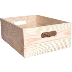 Wellhome Stapelbare Aufbewahrungsbox aus massivem Kiefernholz 40x30x15 cm