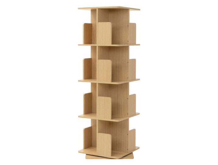 Bibliothèque tournante pivotante ML-Design 4 niveaux 16 compartiments beige chêne bois 40x124 5x40cm