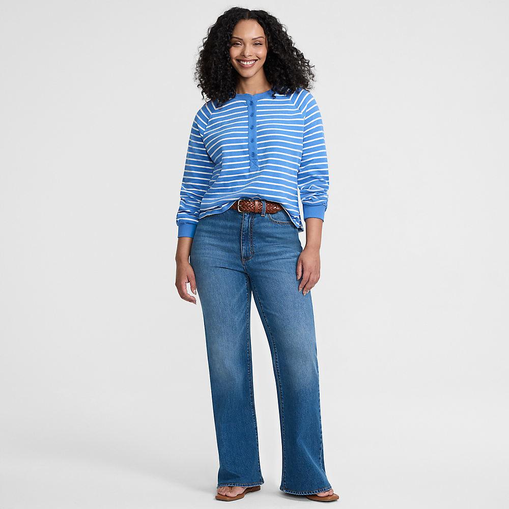 Soft Denim Schlagjeans High Waist, Damen, size: regular, Blau, Elasthan/Baumwoll-Mischung, by Lands' End