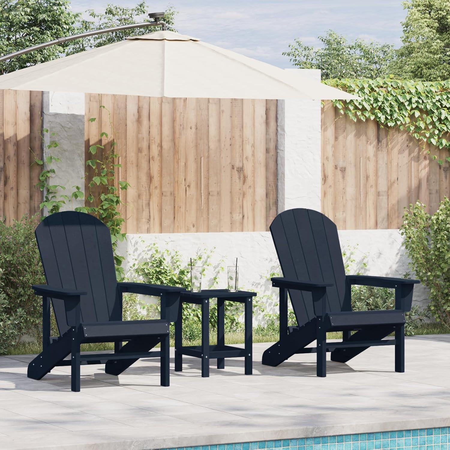 Set aus 2 Adirondack-Gartenstühlen in Marineblau, 74x82x90 cm, aus HDPE für Terrasse und Garten