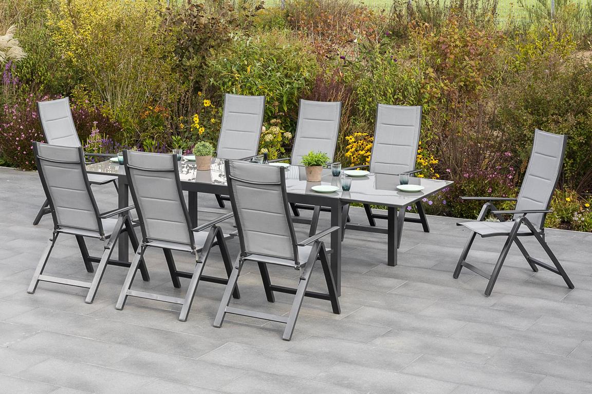MERXXHANDELS 9tlg Florenz Set 8 Sessel 1 Semi AZ-Tisch 200/300x100cm 16909318