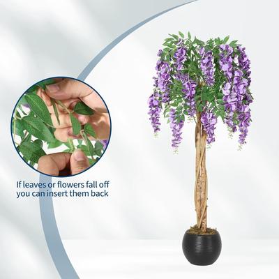 YUN Artificial Purple Flowering Vine Tree in Pot