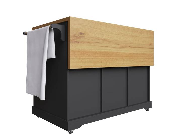 Desserte de cuisine en mdf avec plateau pliant noir 147x44 cm