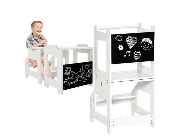 Tour d'apprentissage Homcom pour enfants, bureau convertible avec tableau blanc 42x44x86cm