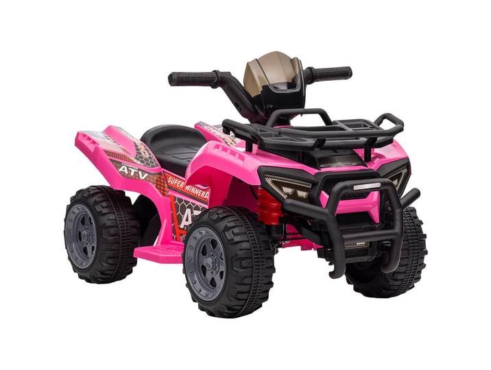 Homcom Mini Elektro-Quad Kinder Elektro ATV Kinderwagen Kinderauto Rosa, Metall, 42x45x70 cm, Spielzeug, Kinderfahrzeuge