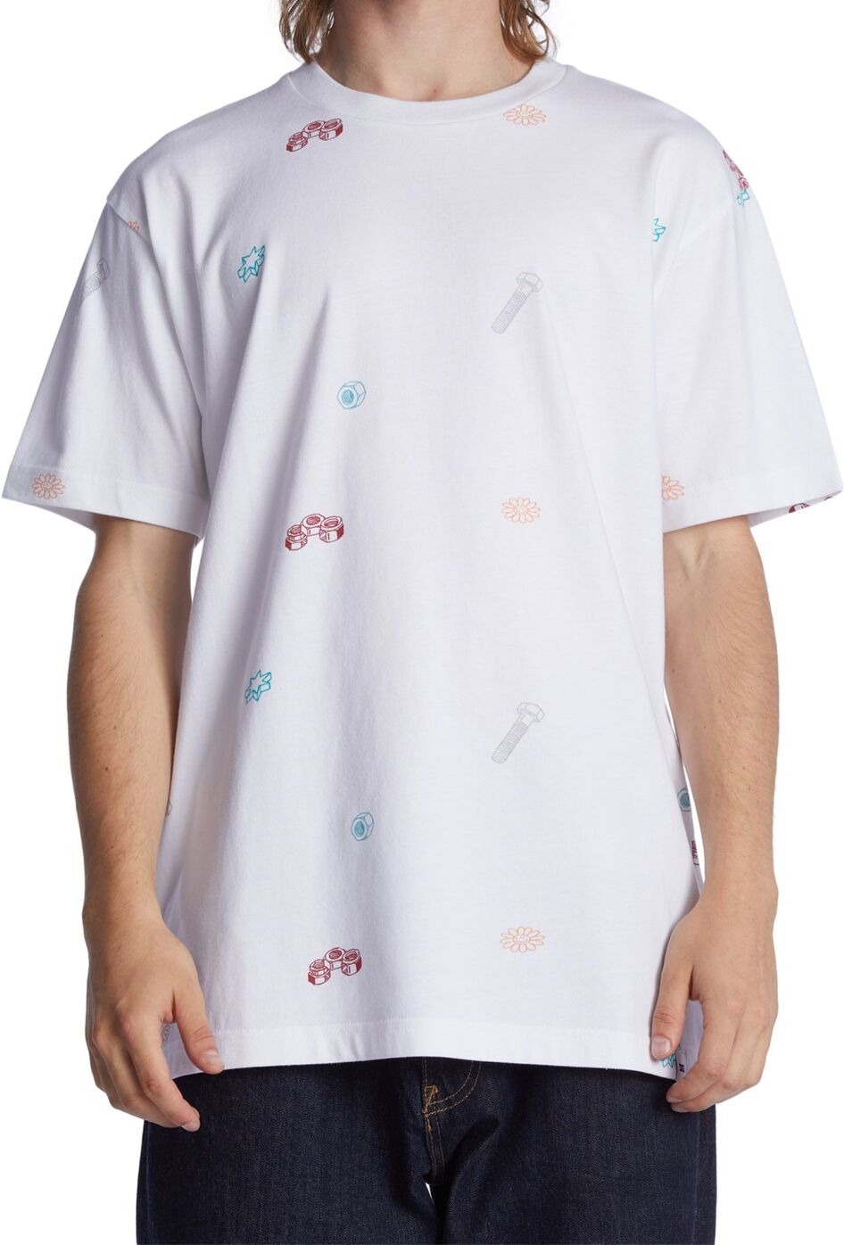 Rundhalsshirt DC SHOES "Tighten Up", Herren, Gr. XS, weiss (weiß), Obermaterial: 100% Baumwolle., Shirts Rundhalsshirt weiß XS