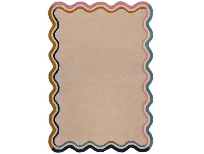 Tapis de salon design en laine beige 160x230 cm