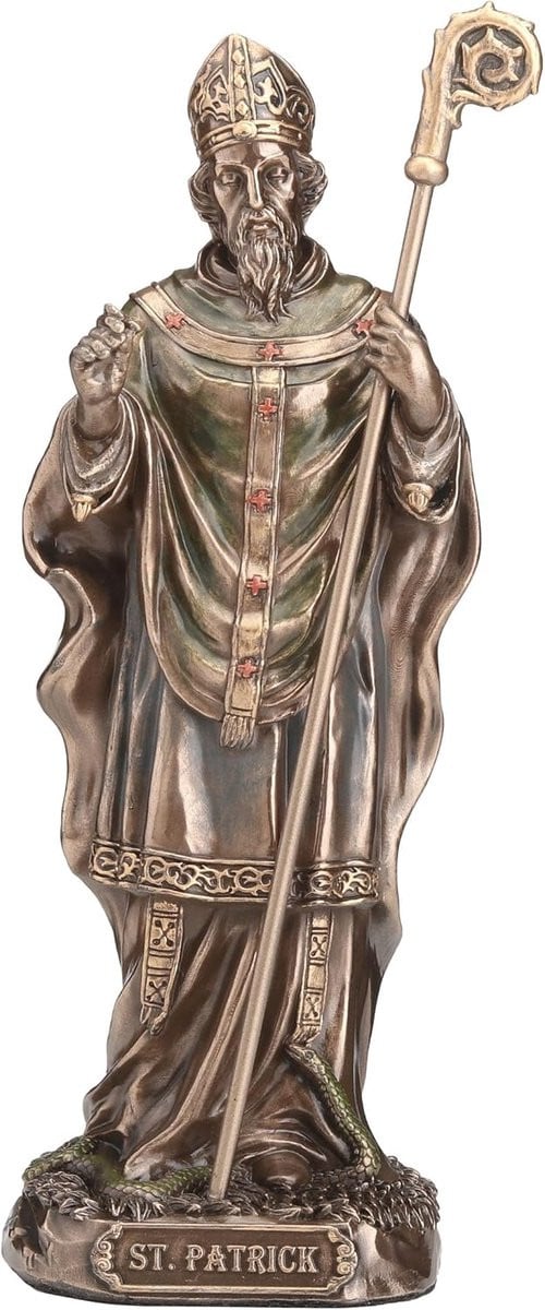 Veronese Design Beeld Sint Patrick de Apostel van Ierland H x B x D: 16 x 6 x 5,5 cm