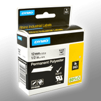 Dymo Label Band IND 622289 schwarz auf transparent 12mm x 5,5m Polyester