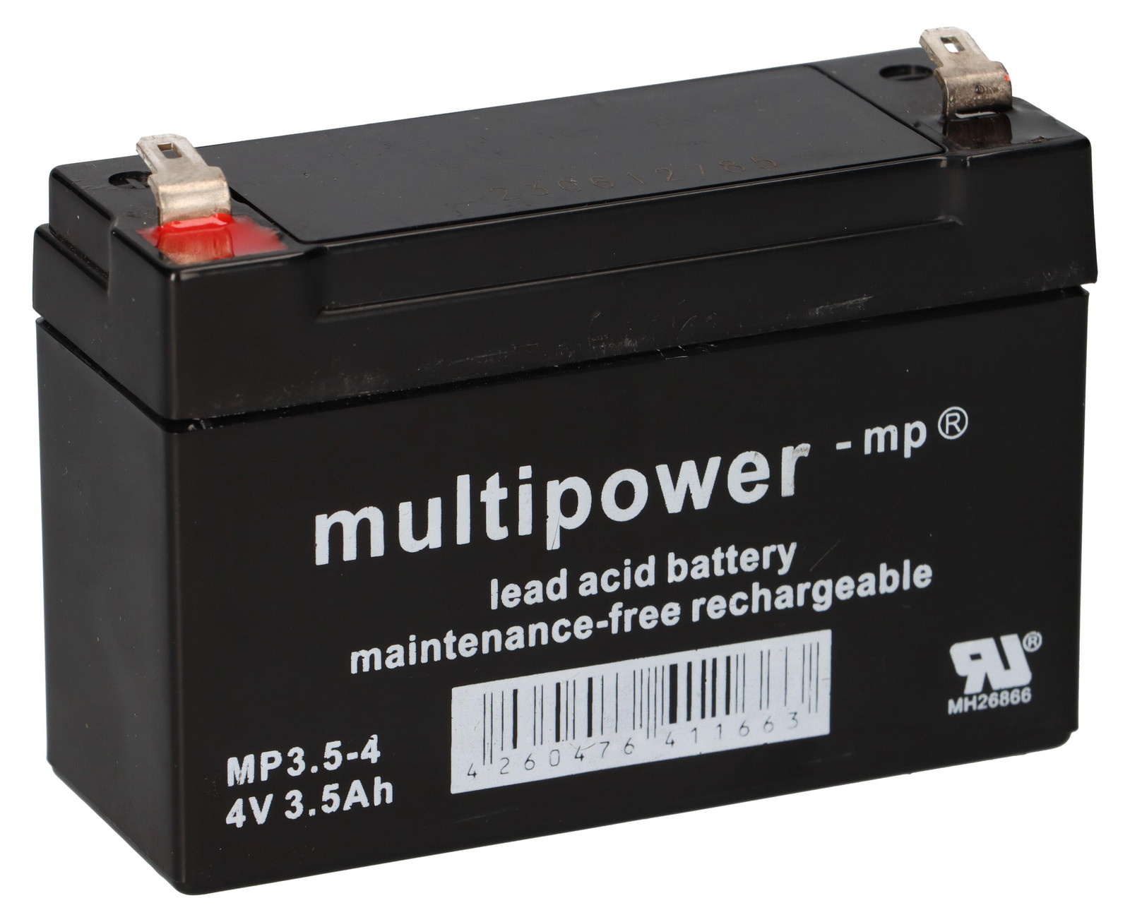 Multipower MP3,5-4 AGM accu 4V 3,5Ah met poolaansluiting F4,8 mm