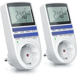 BEARWARE 2x Zeitschaltuhr, digital, 2,1` LCD-Display, max. 3680W, 10 Programme, Zufallsschaltung